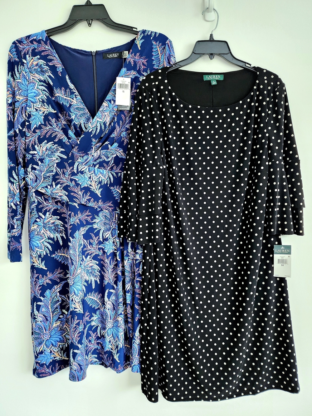 2 Lauren Ralph Lauren Women’s Size 16 Royal Paisley, Black Polka Dot Lot#4